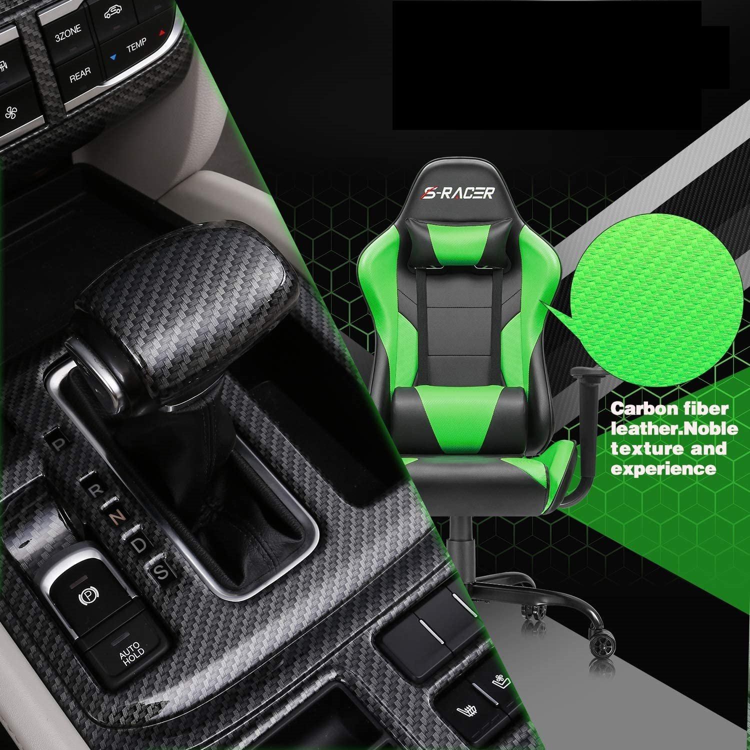 Homall Gaming Chair Office Chair High Back Racing Computer Chair PU Leather Adjustable Seat Height Swivel Chair Ergonomic Executive Chair with Headrest