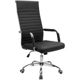 Homall Ribbed Office Chair High Back PU Leather Executive Conference Chair Adjustable Swivel Chair with Arms