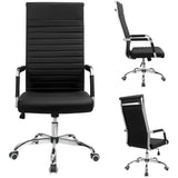 Homall Ribbed Office Chair High Back PU Leather Executive Conference Chair Adjustable Swivel Chair with Arms