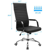 Homall Ribbed Office Chair High Back PU Leather Executive Conference Chair Adjustable Swivel Chair with Arms