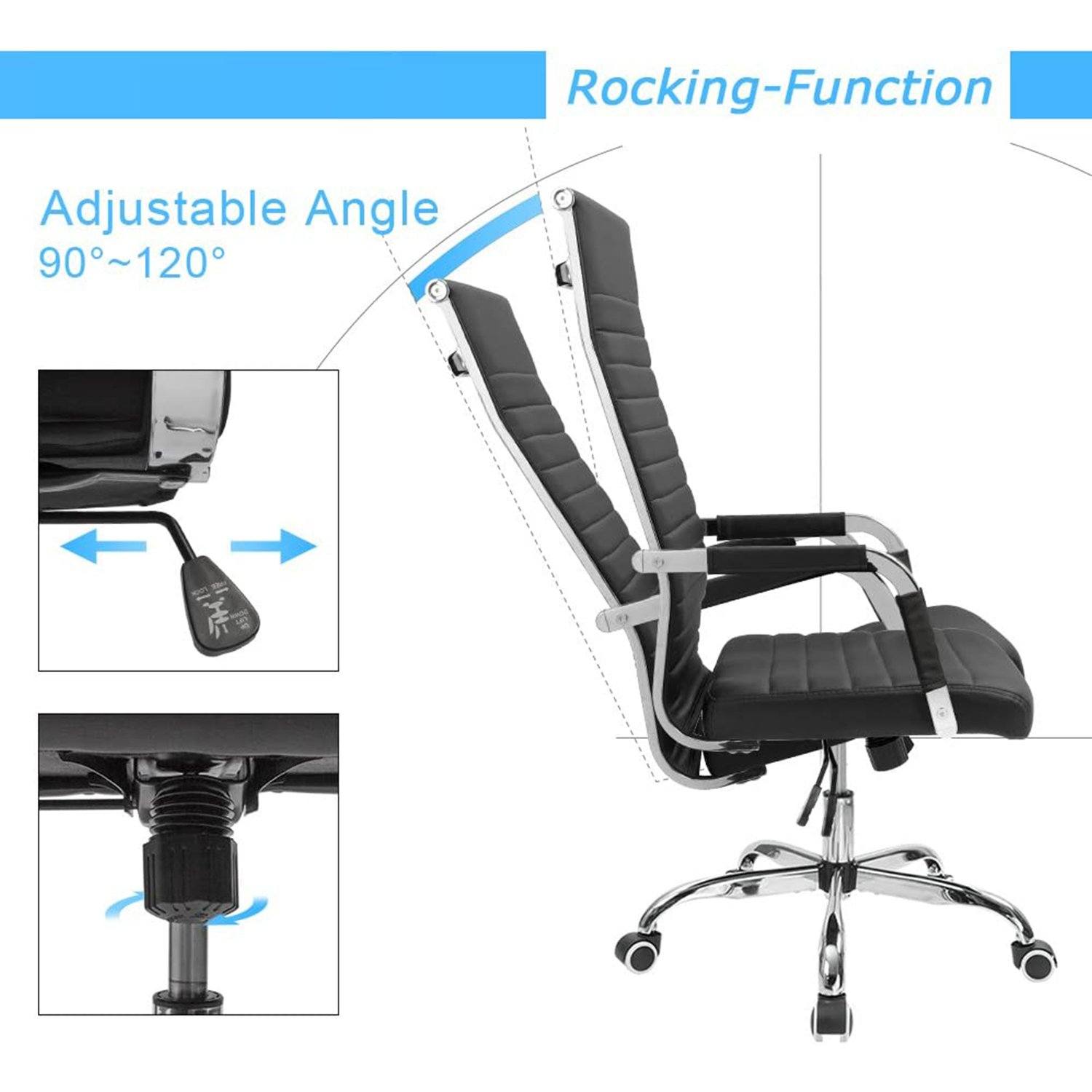 Homall Ribbed Office Chair High Back PU Leather Executive Conference Chair Adjustable Swivel Chair with Arms
