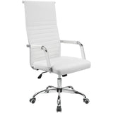 Homall Ribbed Office Chair High Back PU Leather Executive Conference Chair Adjustable Swivel Chair with Arms