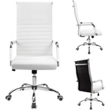 Homall Ribbed Office Chair High Back PU Leather Executive Conference Chair Adjustable Swivel Chair with Arms