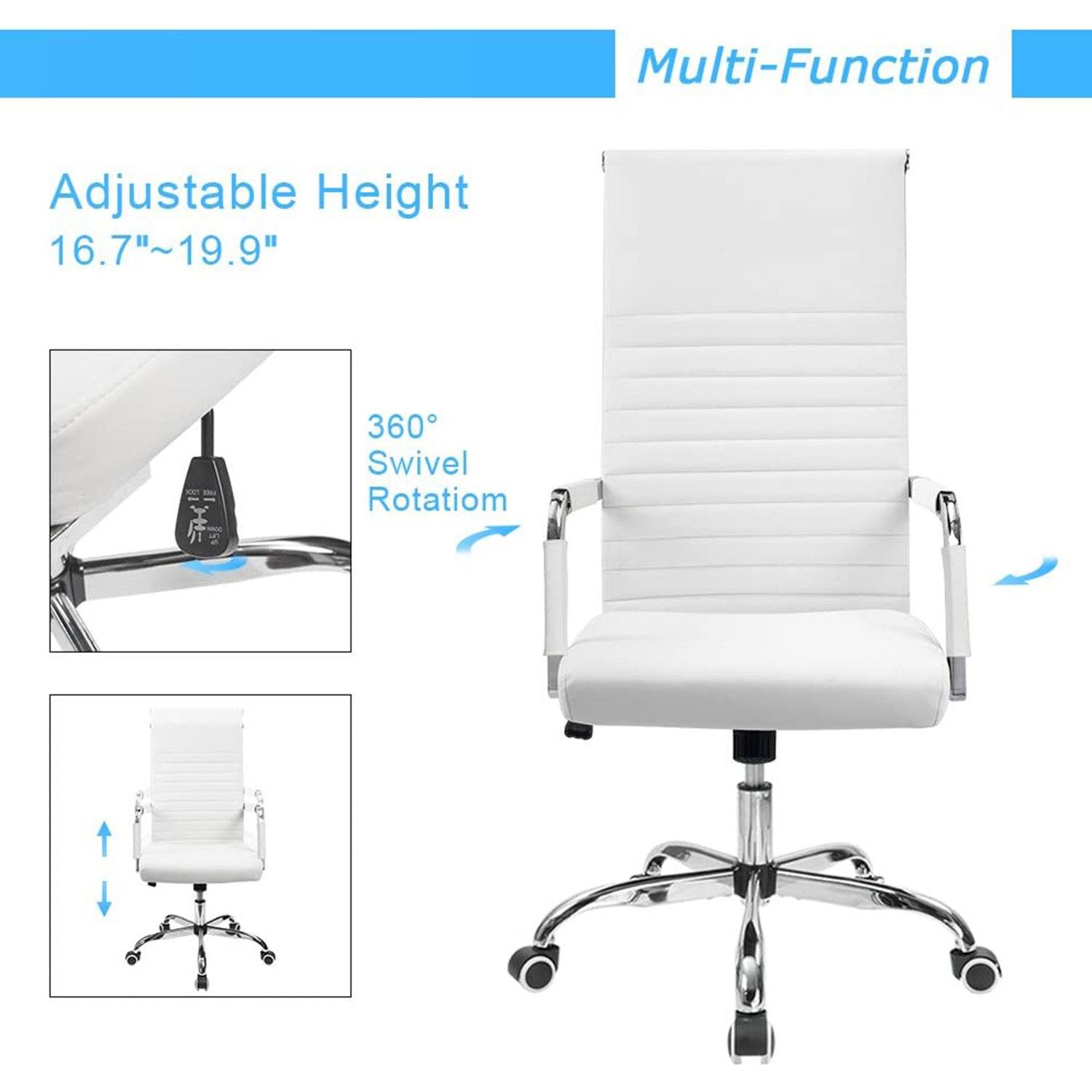 Homall Ribbed Office Chair High Back PU Leather Executive Conference Chair Adjustable Swivel Chair with Arms
