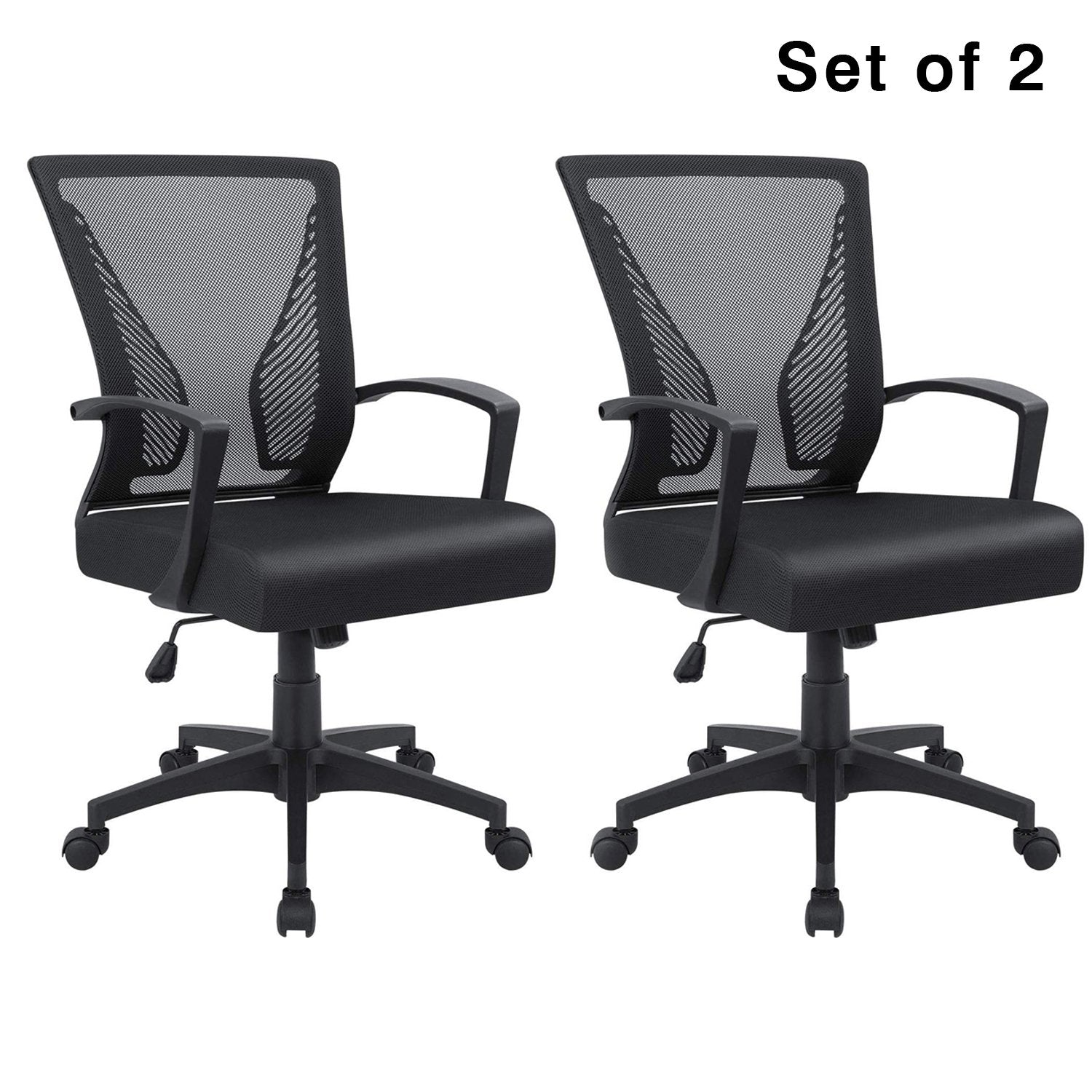 Homall Office Chair Mid Back Swivel Lumbar Support Desk Chair, Computer Ergonomic Mesh Chair with Armrest Set of 2