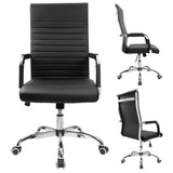 Homall Ribbed Office Chair Mid-Back PU Leather Desk Chair Adjustable Swivel Chair