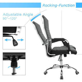 Homall Ribbed Office Chair Mid-Back PU Leather Desk Chair Adjustable Swivel Chair