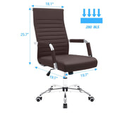 Homall Ribbed Office Chair Mid-Back PU Leather Desk Chair Adjustable Swivel Chair