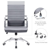 Homall Ribbed Office Chair Mid-Back PU Leather Desk Chair Adjustable Swivel Chair