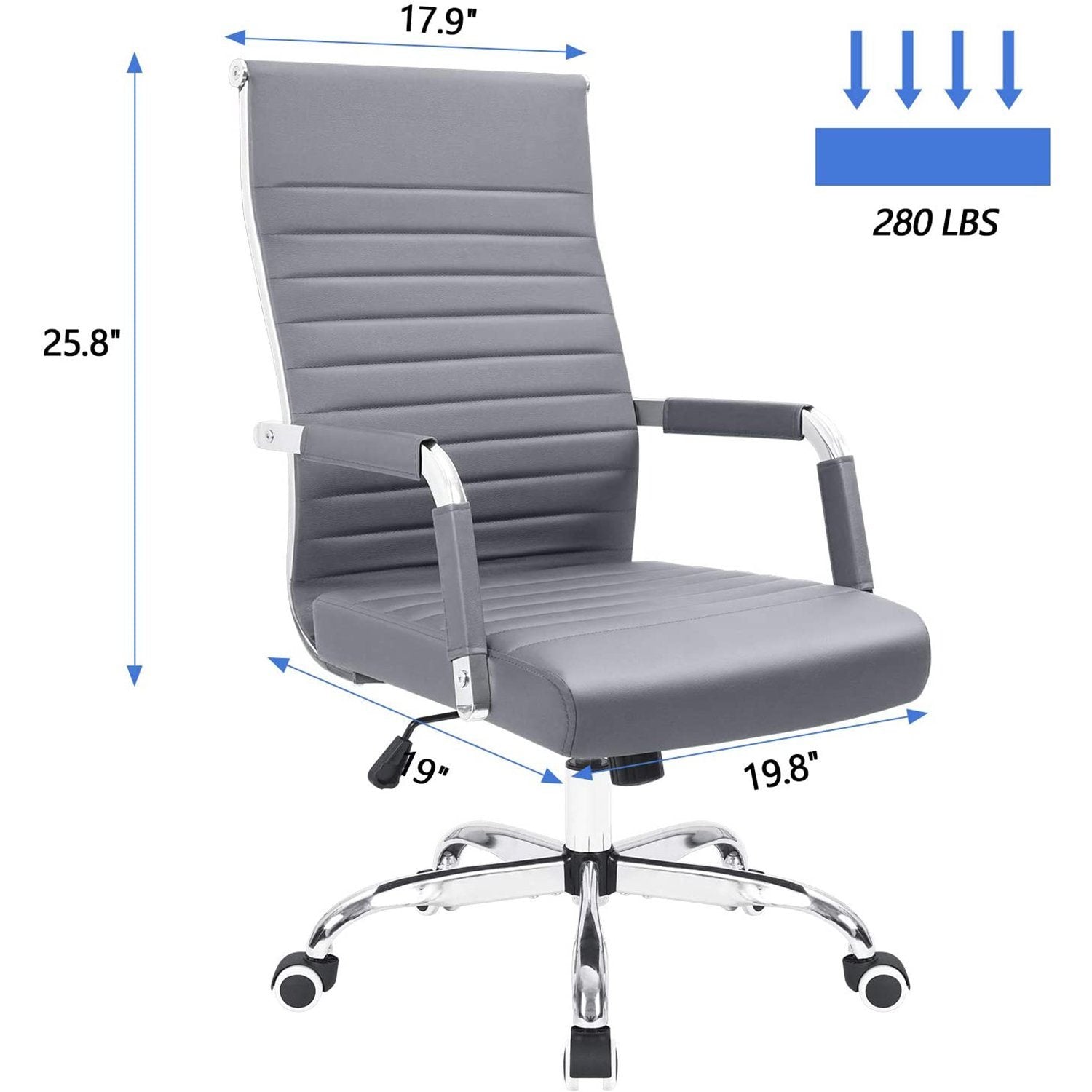 Homall Ribbed Office Chair Mid-Back PU Leather Desk Chair Adjustable Swivel Chair