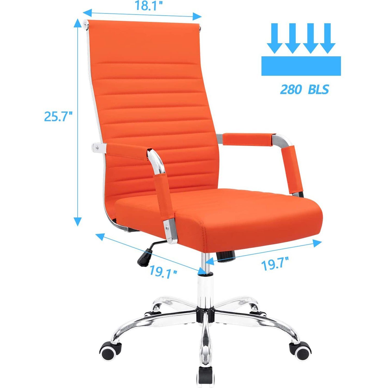 Homall Ribbed Office Chair Mid-Back PU Leather Desk Chair Adjustable Swivel Chair