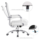 Homall Ribbed Office Chair Mid-Back PU Leather Desk Chair Adjustable Swivel Chair