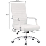 Homall Ribbed Office Chair Mid-Back PU Leather Desk Chair Adjustable Swivel Chair