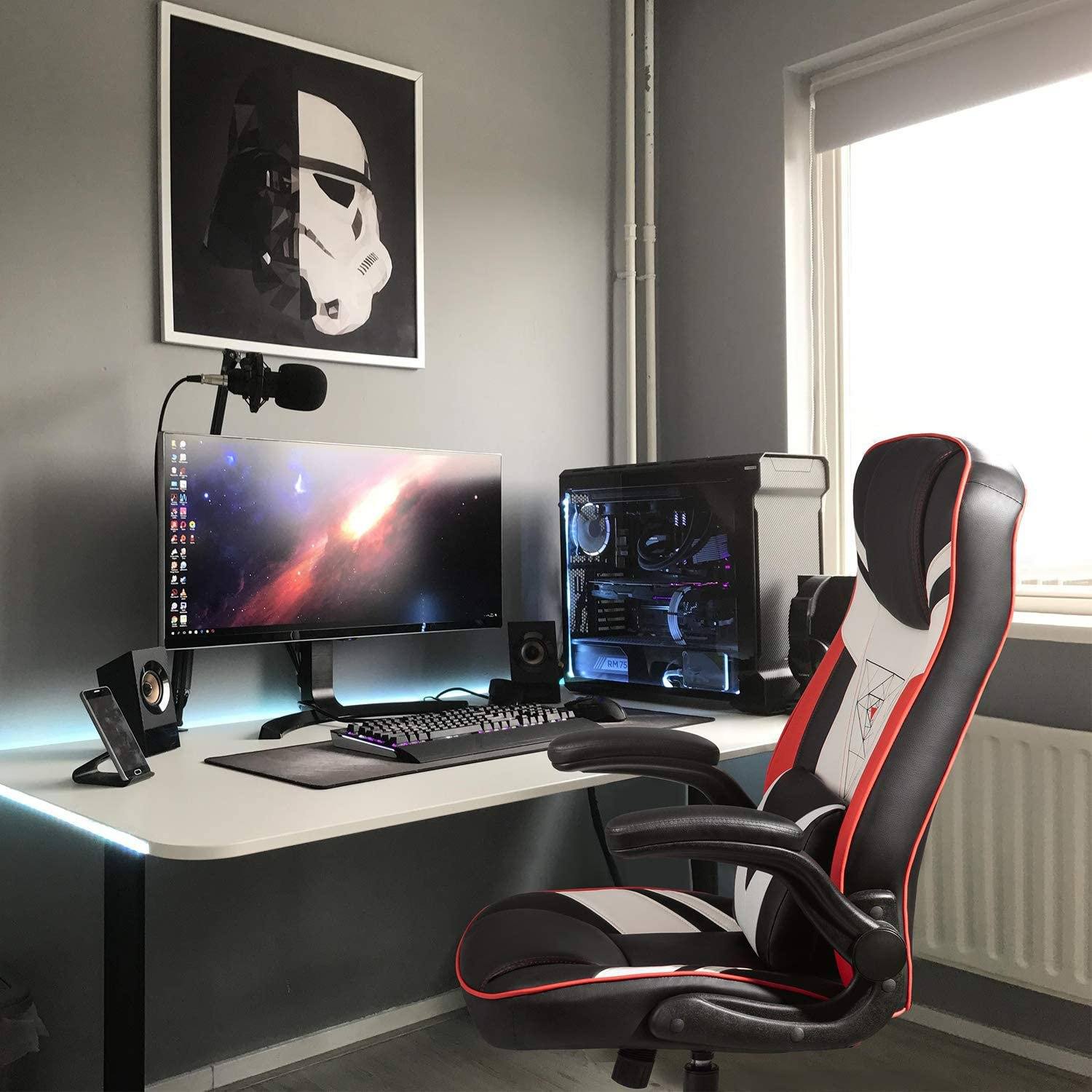 Homall Rocking Gaming Chair Racing Computer Game Chairs Office Adjustable Swivel High Back PC Gamer Chair Armrest Support for Adult