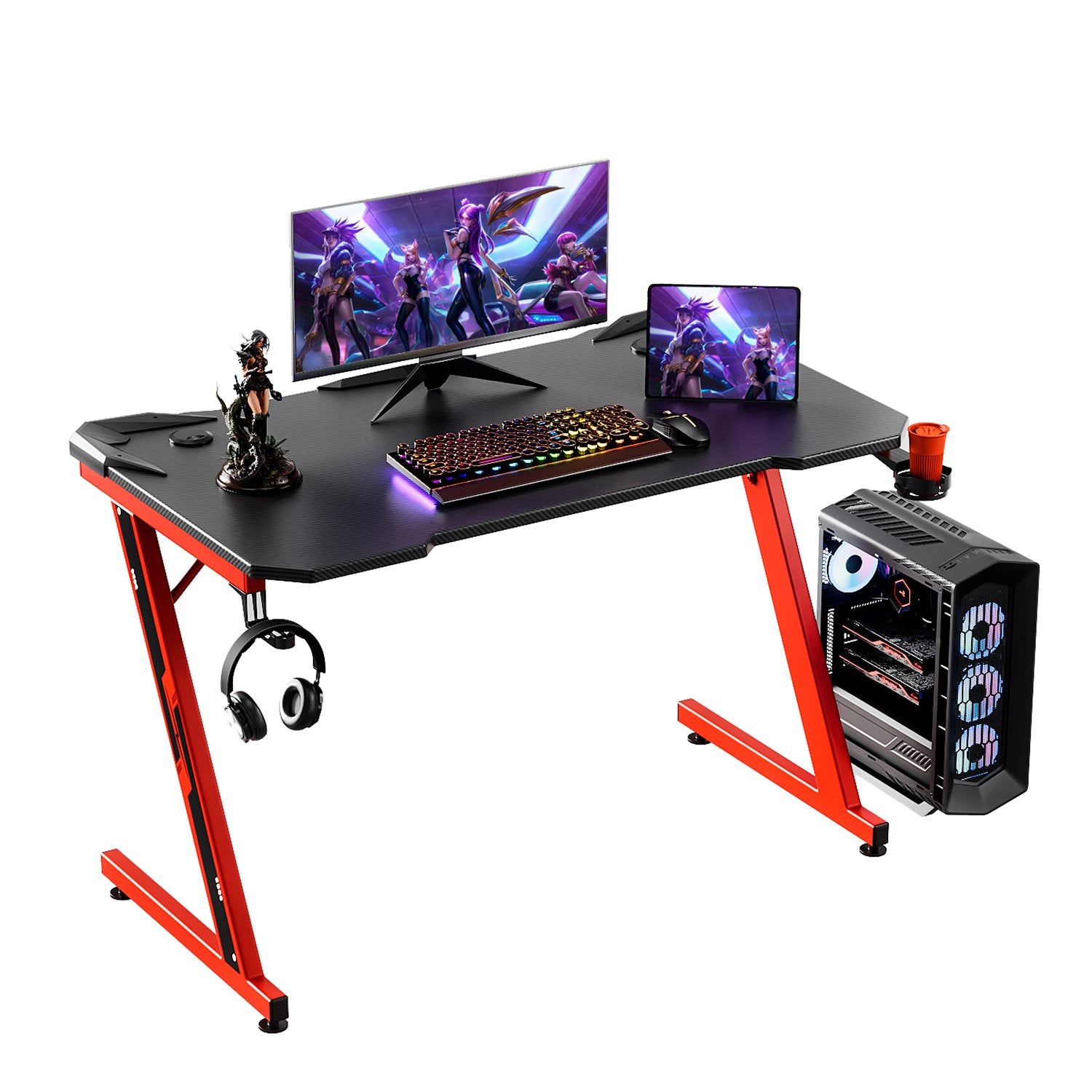 Homall 44in Gaming Desk Z Shaped PC Gaming Table Home Office Workstation