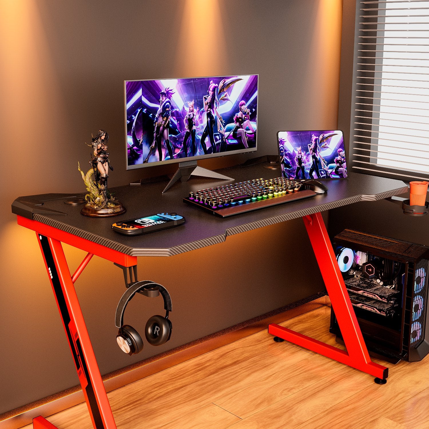 Homall 44in Gaming Desk Z Shaped PC Gaming Table Home Office Workstation