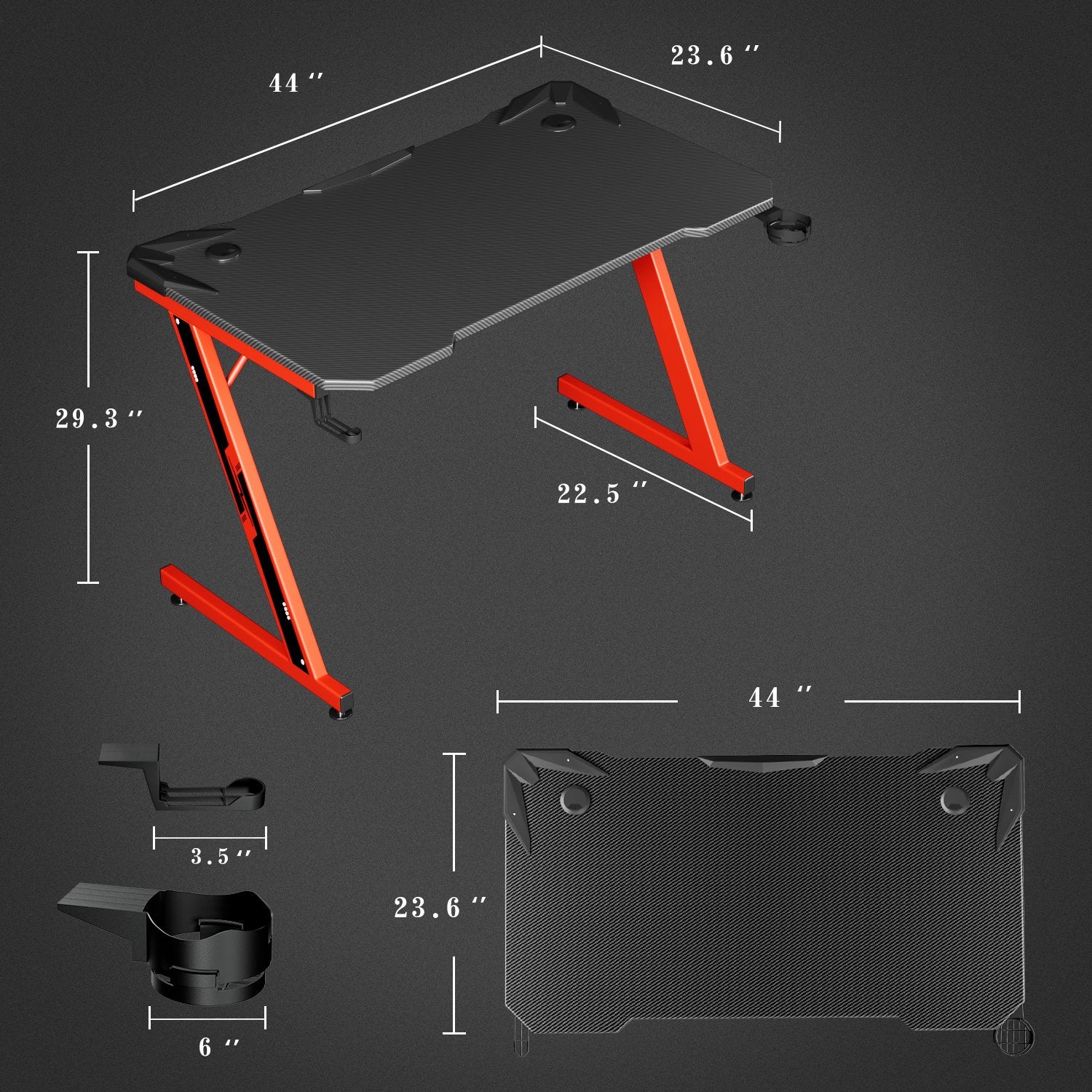 Homall 44in Gaming Desk Z Shaped PC Gaming Table Home Office Workstation