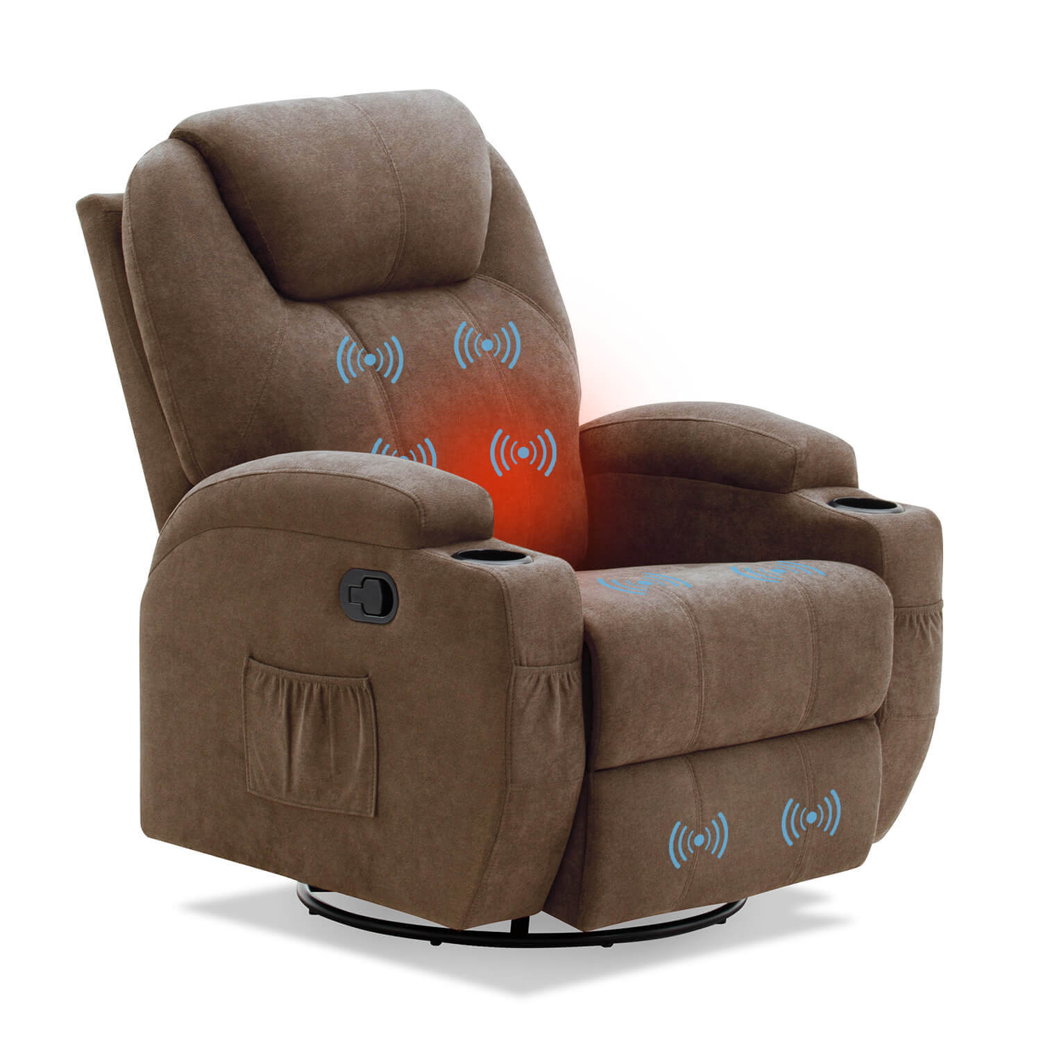 Homall 360° Fabric Swivel Rocker Recliner, Electric Massage Recliner Chair