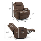 Homall 360° Fabric Swivel Rocker Recliner, Electric Massage Recliner Chair
