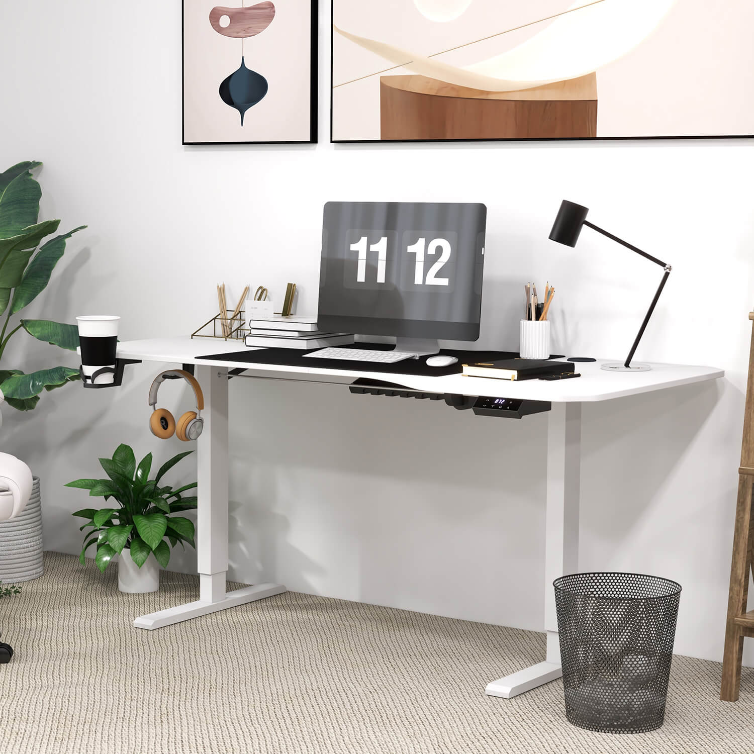 Homall 63 Inches Electric Height Adjustable Standing Desk, Large Desktop Stand Up Desk