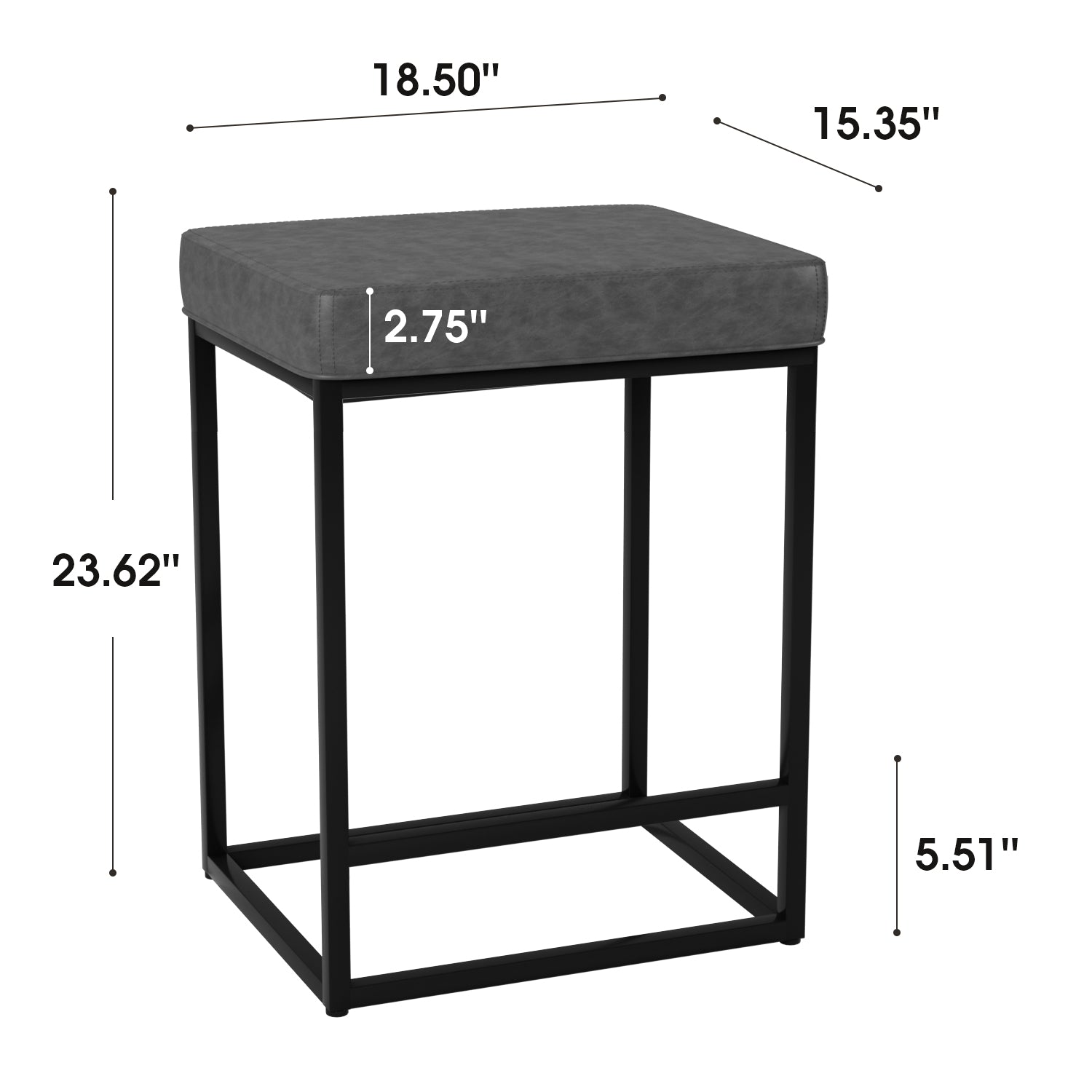 Homall Backless Modern Square Bar tools, 24Counter Height Island Chairs, Set of 2