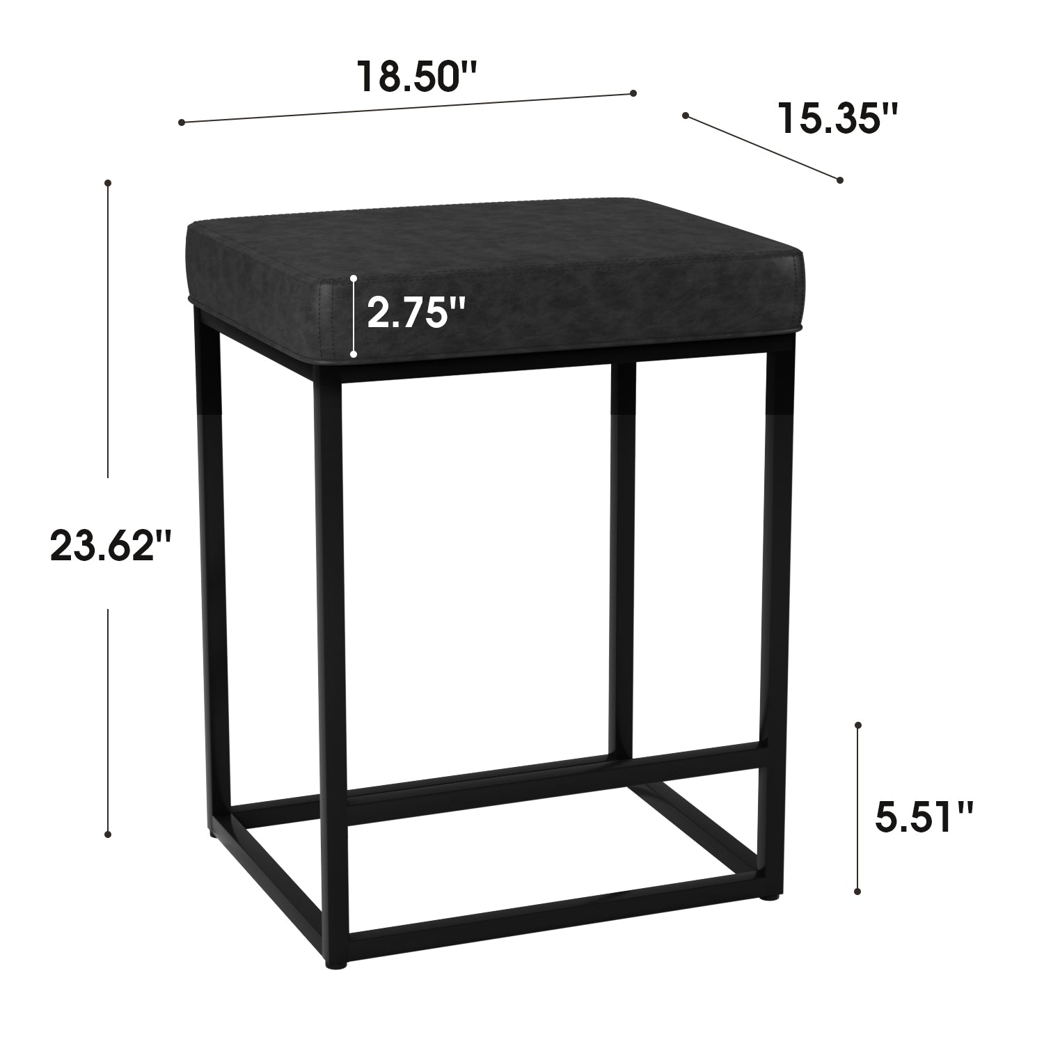 Homall Backless Modern Square Bar tools, 24Counter Height Island Chairs, Set of 2