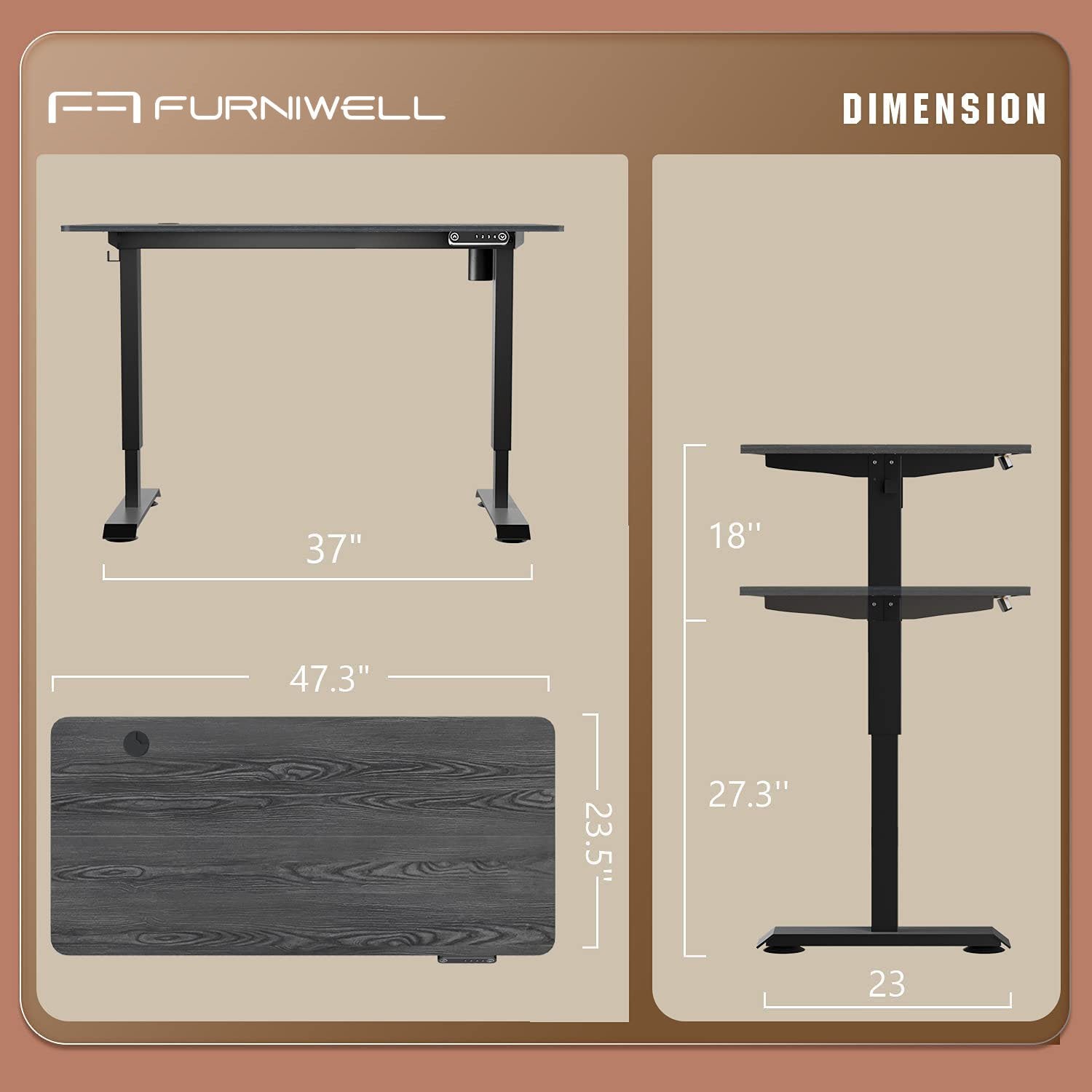 Homall Electric Standing Desk Height Adjustable Office Stand Desk with Preset Height Memory Controller, 47 Inches