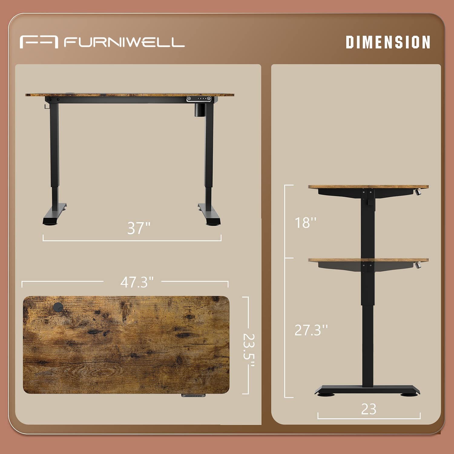 Homall Electric Standing Desk Height Adjustable Office Stand Desk with Preset Height Memory Controller, 47 Inches