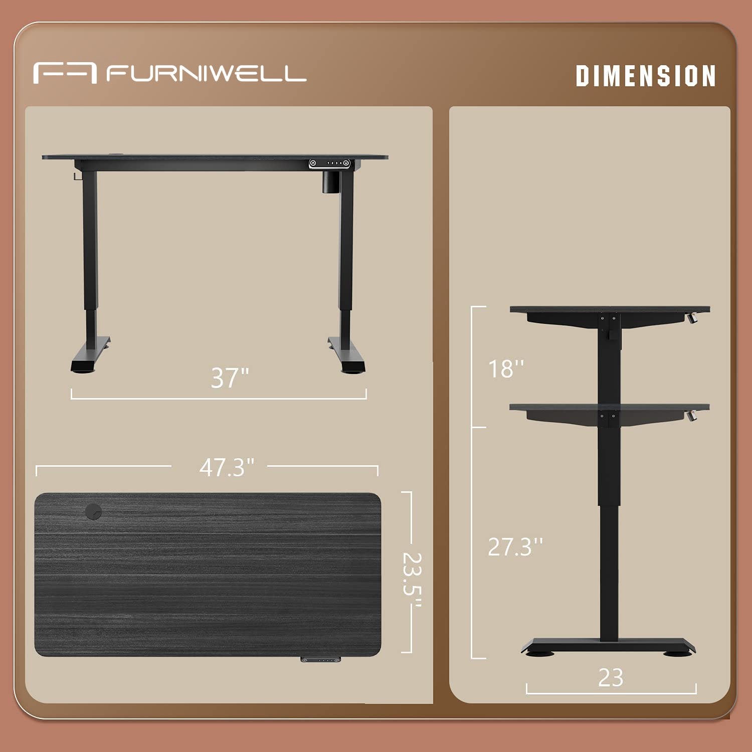 Homall Electric Standing Desk Height Adjustable Office Stand Desk with Preset Height Memory Controller, 47 Inches