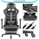 Homall Gaming Chair With Footrest, Ergonomic High-Back Leather Racing Computer Chair