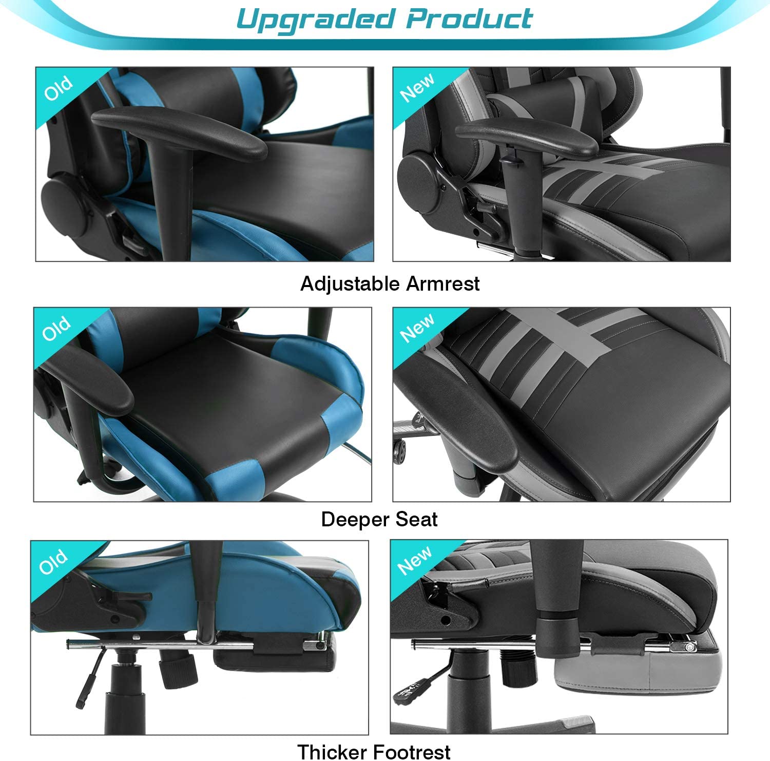 Homall Gaming Chair With Footrest, Ergonomic High-Back Leather Racing Computer Chair