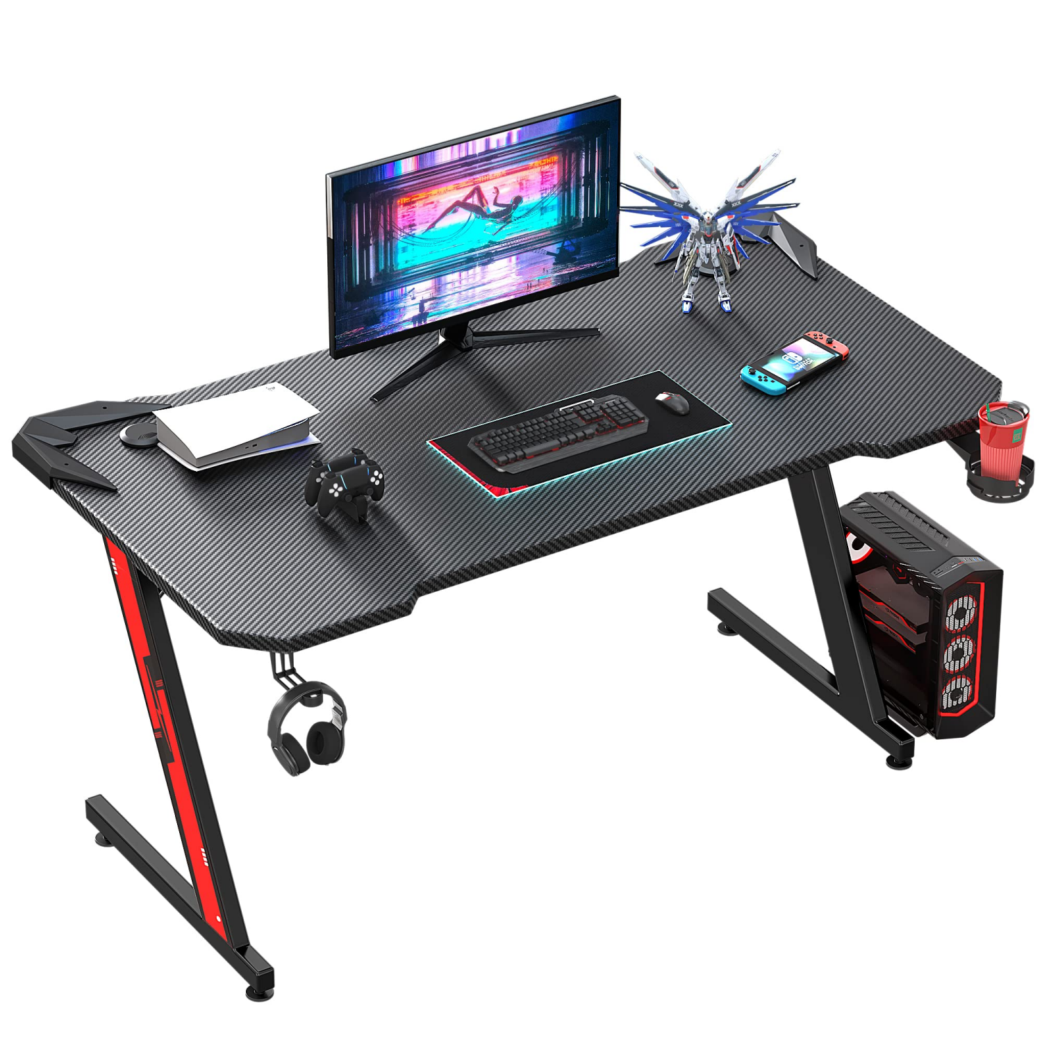 Homall 44in Gaming Desk Z Shaped PC Gaming Table Home Office Workstation
