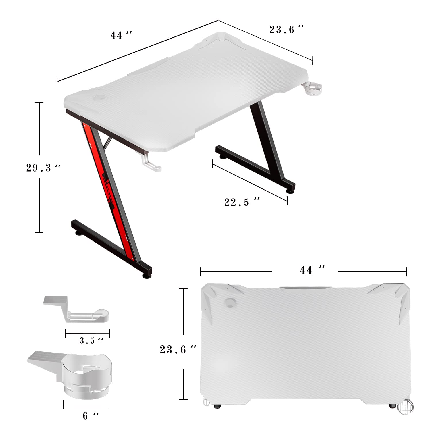 Homall 44in Gaming Desk Z Shaped PC Gaming Table Home Office Workstation