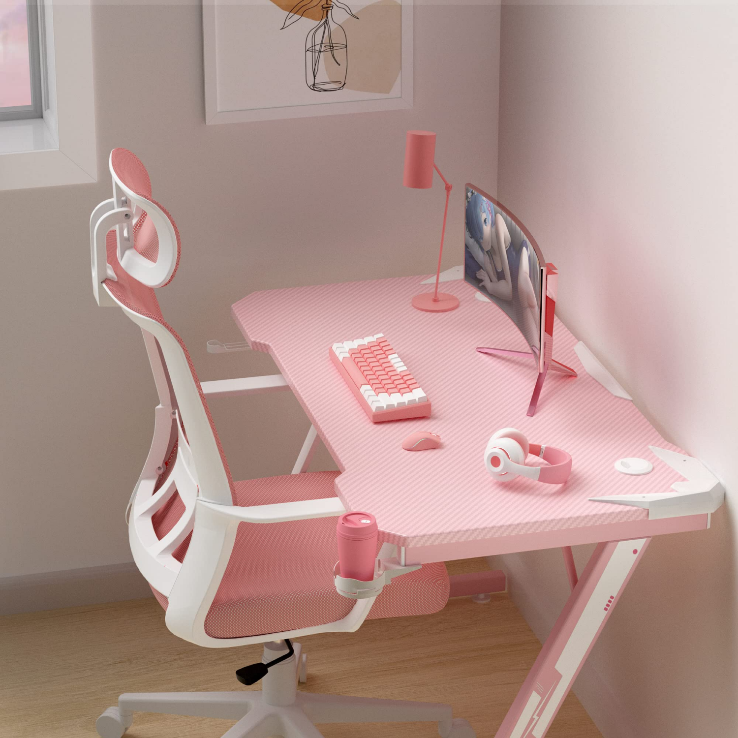 Homall 44in Gaming Desk Z Shaped PC Gaming Table Home Office Workstation