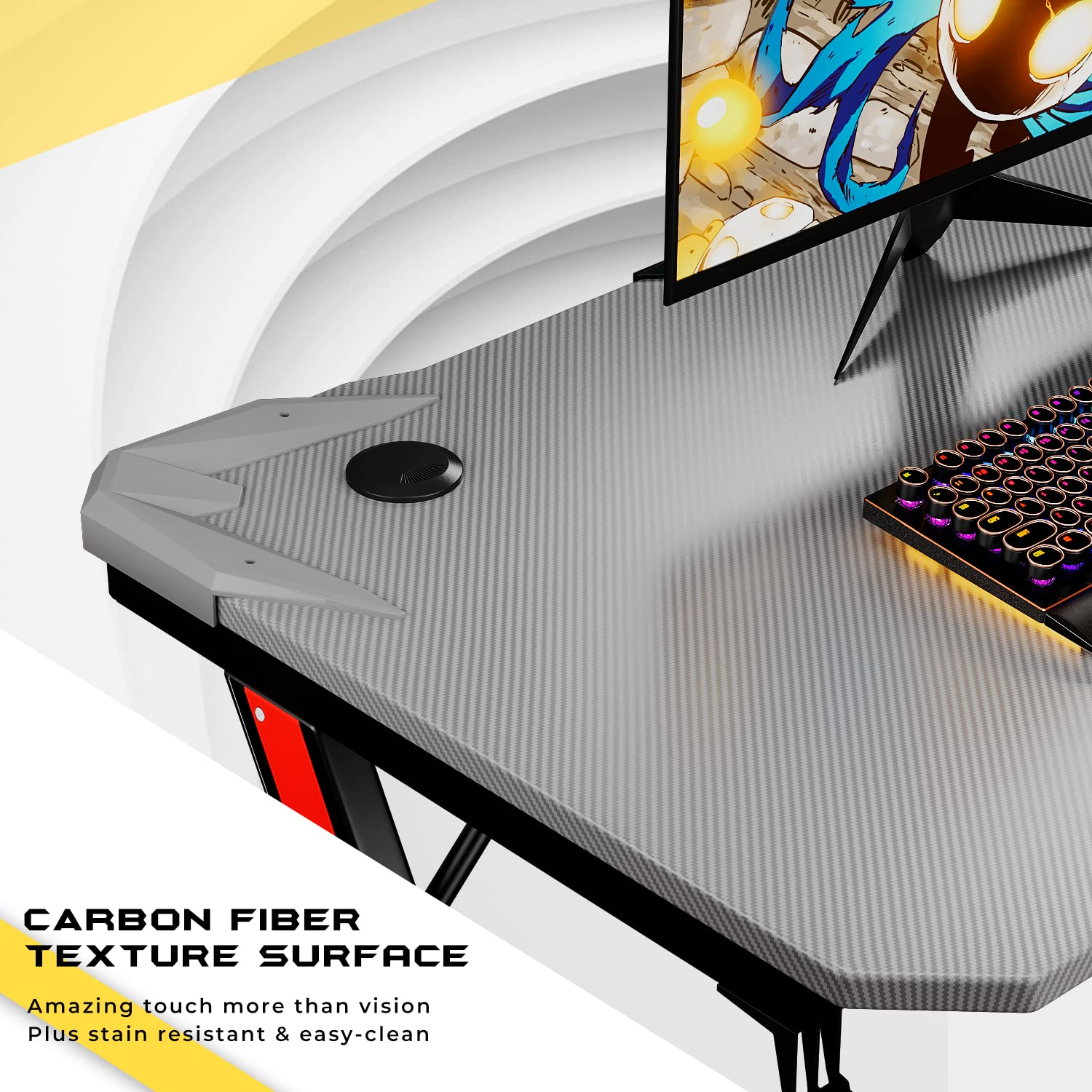 Homall 44in Gaming Desk Z Shaped PC Gaming Table Home Office Workstation