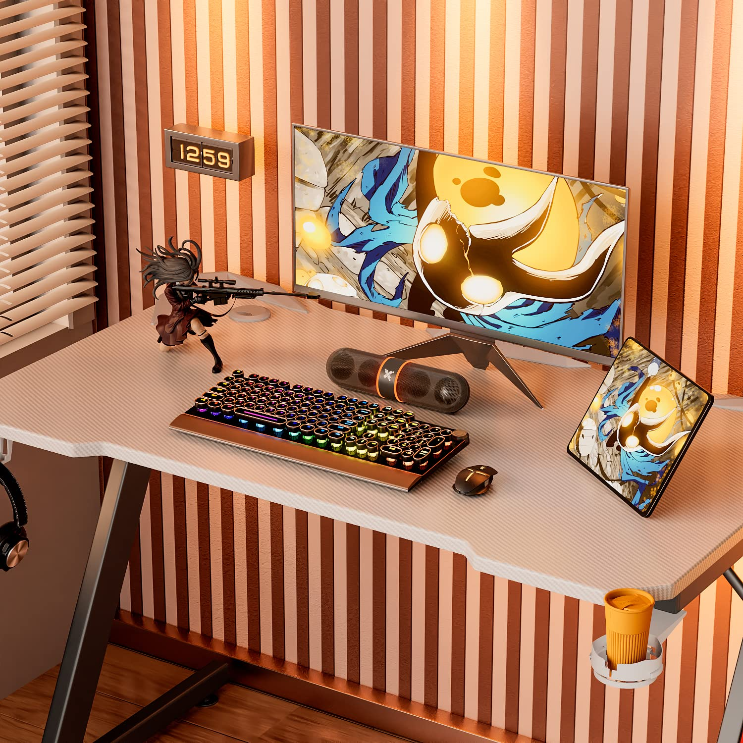 Homall 44in Gaming Desk Z Shaped PC Gaming Table Home Office Workstation