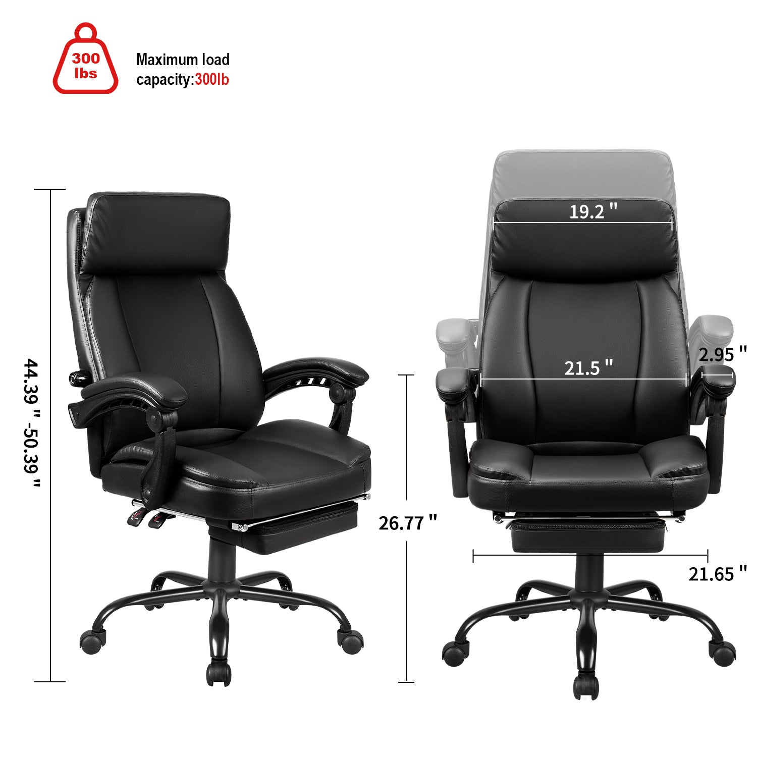 Homall High Back Office Chair, Executive Leather Desk Chair with Footrest