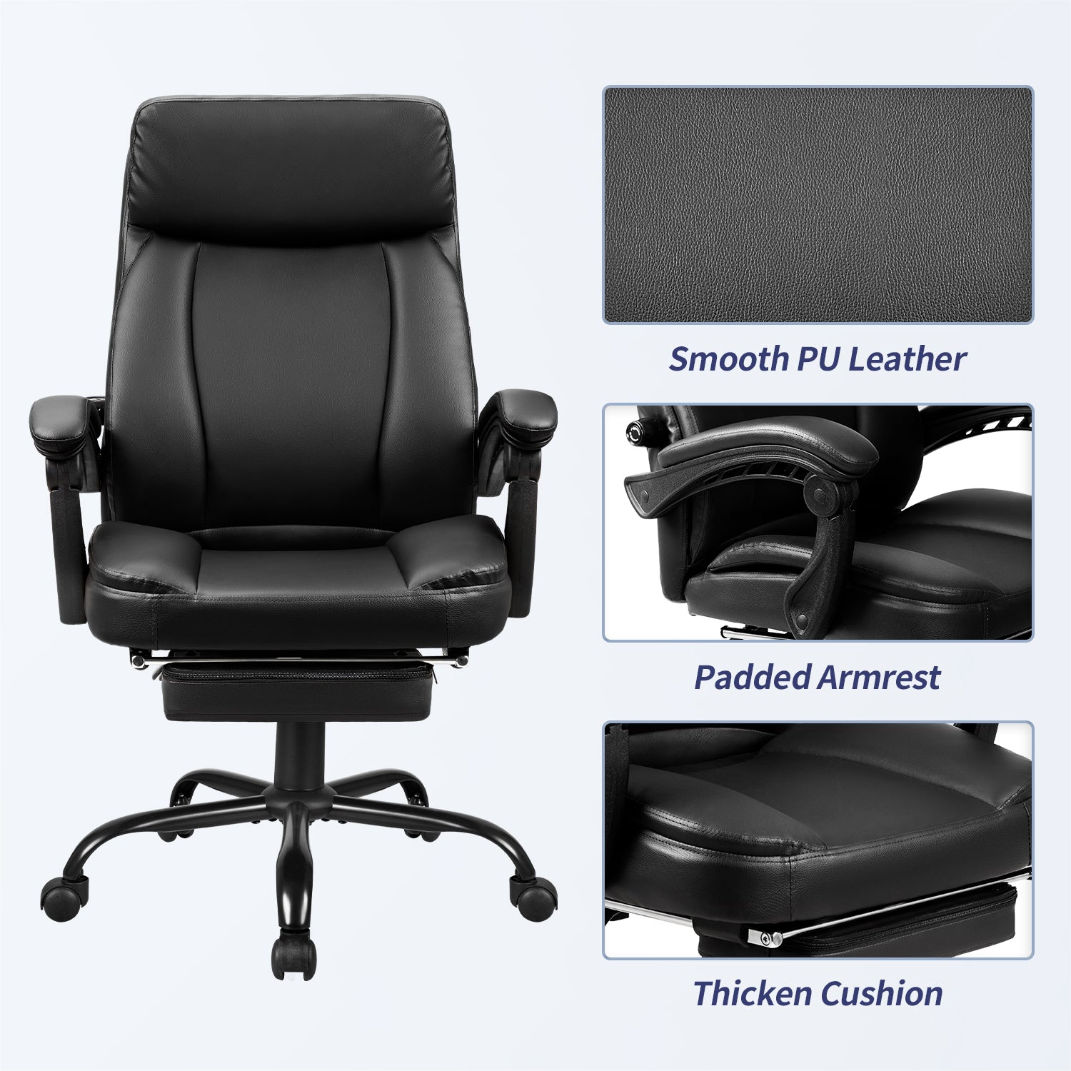 Homall High Back Office Chair, Executive Leather Desk Chair with Footrest