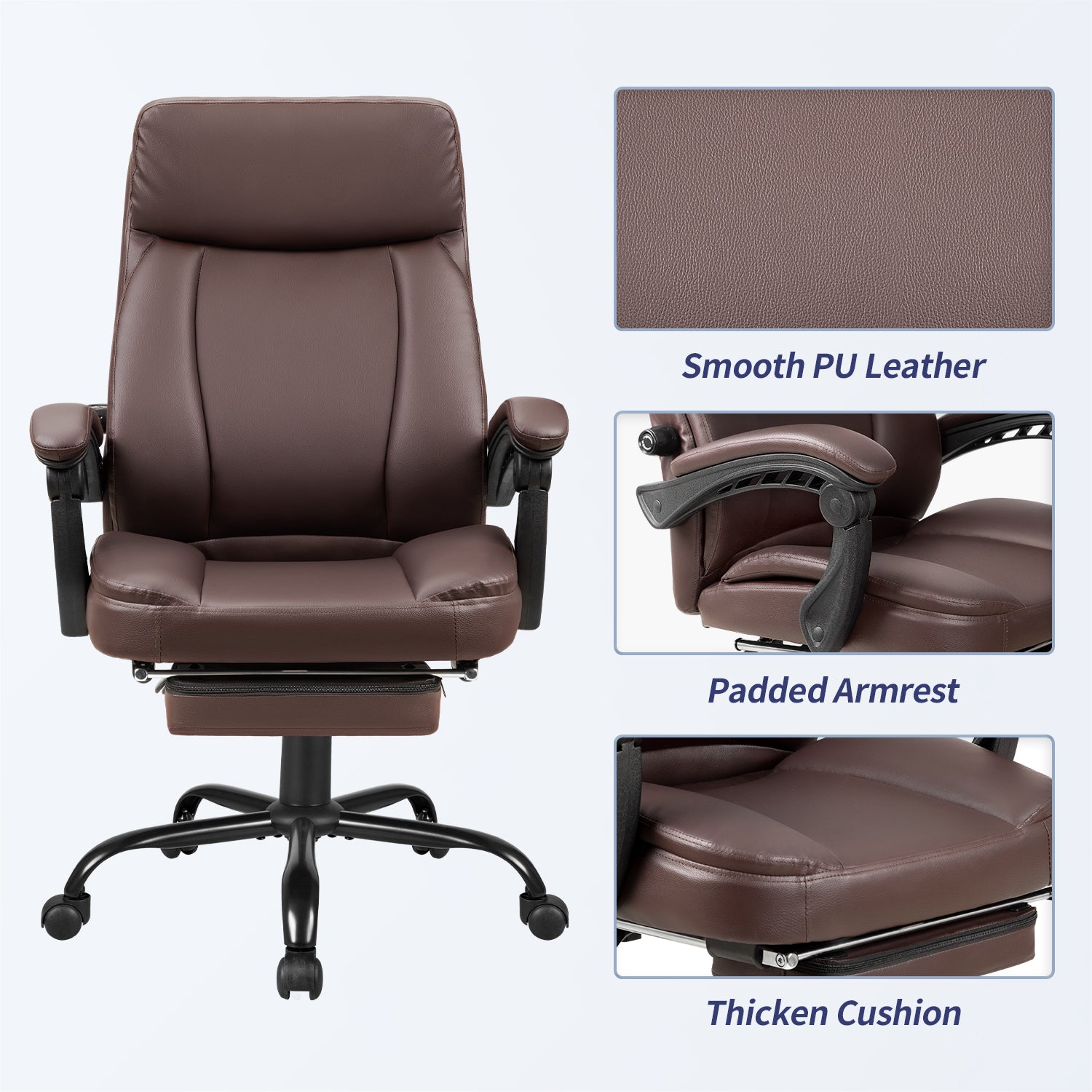 Homall High Back Office Chair, Executive Leather Desk Chair with Footrest