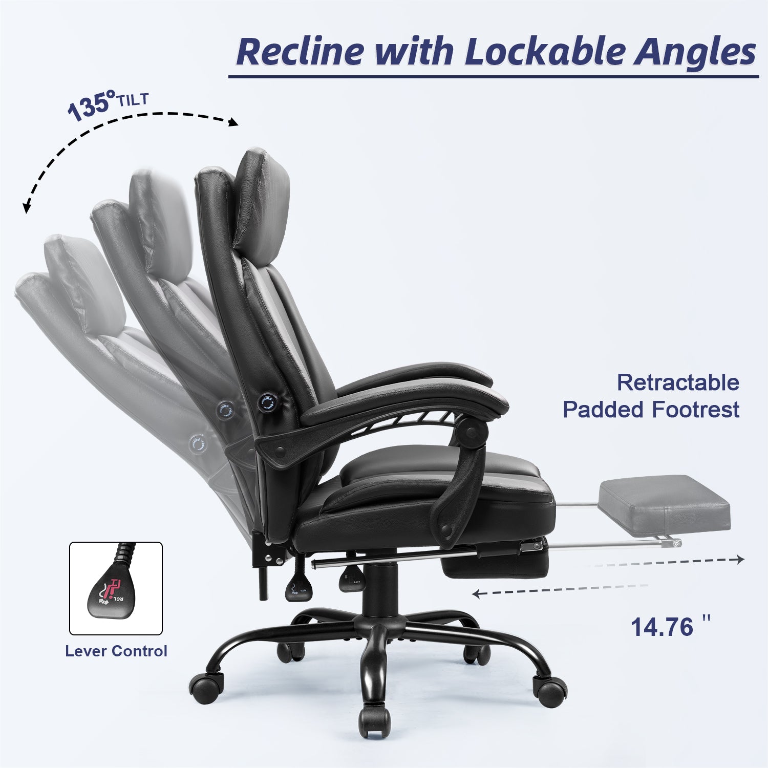 Homall High Back Office Chair, Executive Leather Desk Chair with Footrest
