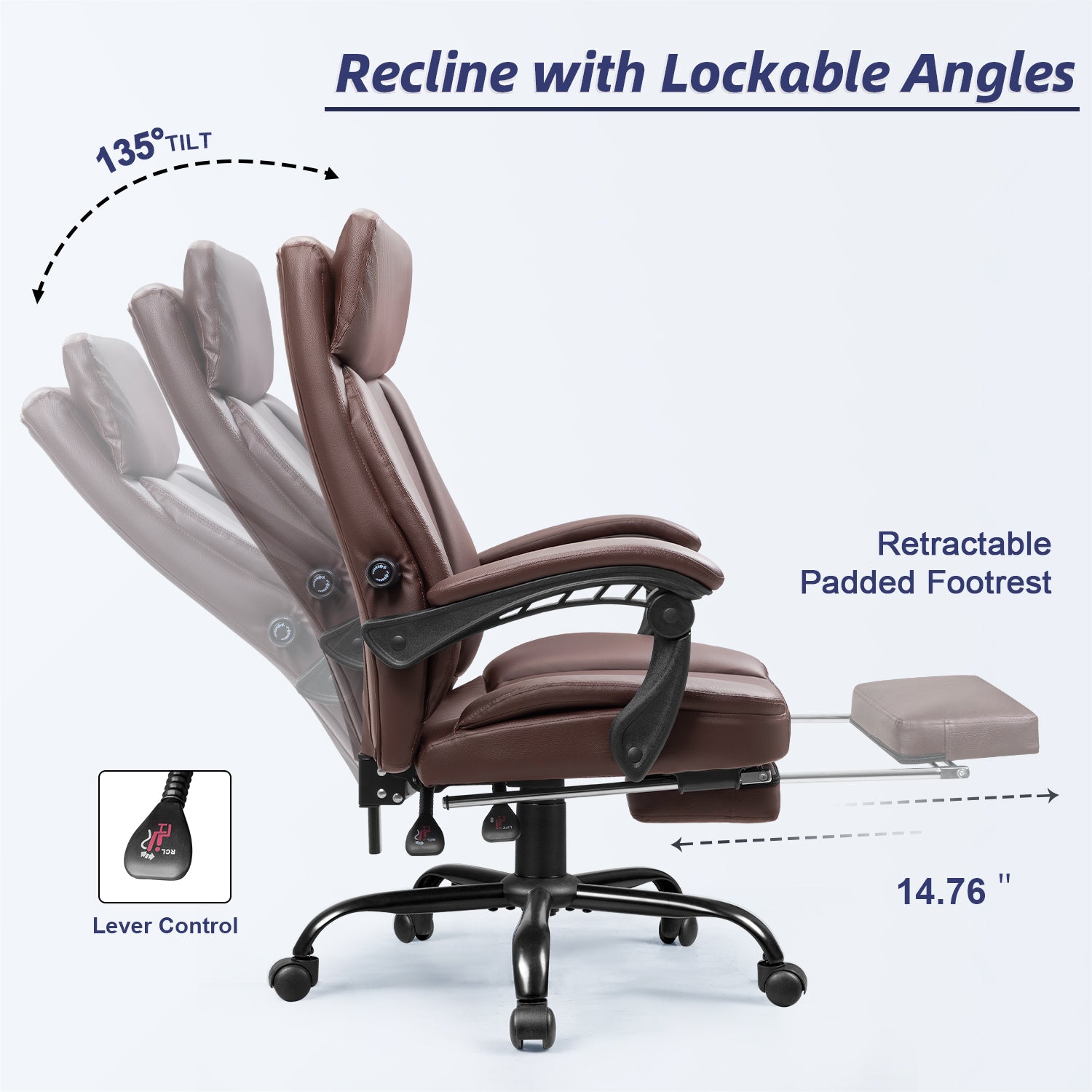 Homall High Back Office Chair, Executive Leather Desk Chair with Footrest