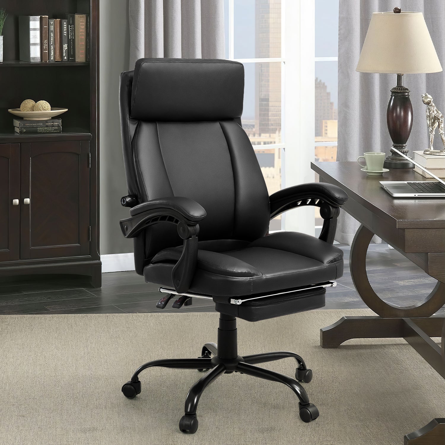 Homall High Back Office Chair, Executive Leather Desk Chair with Footrest
