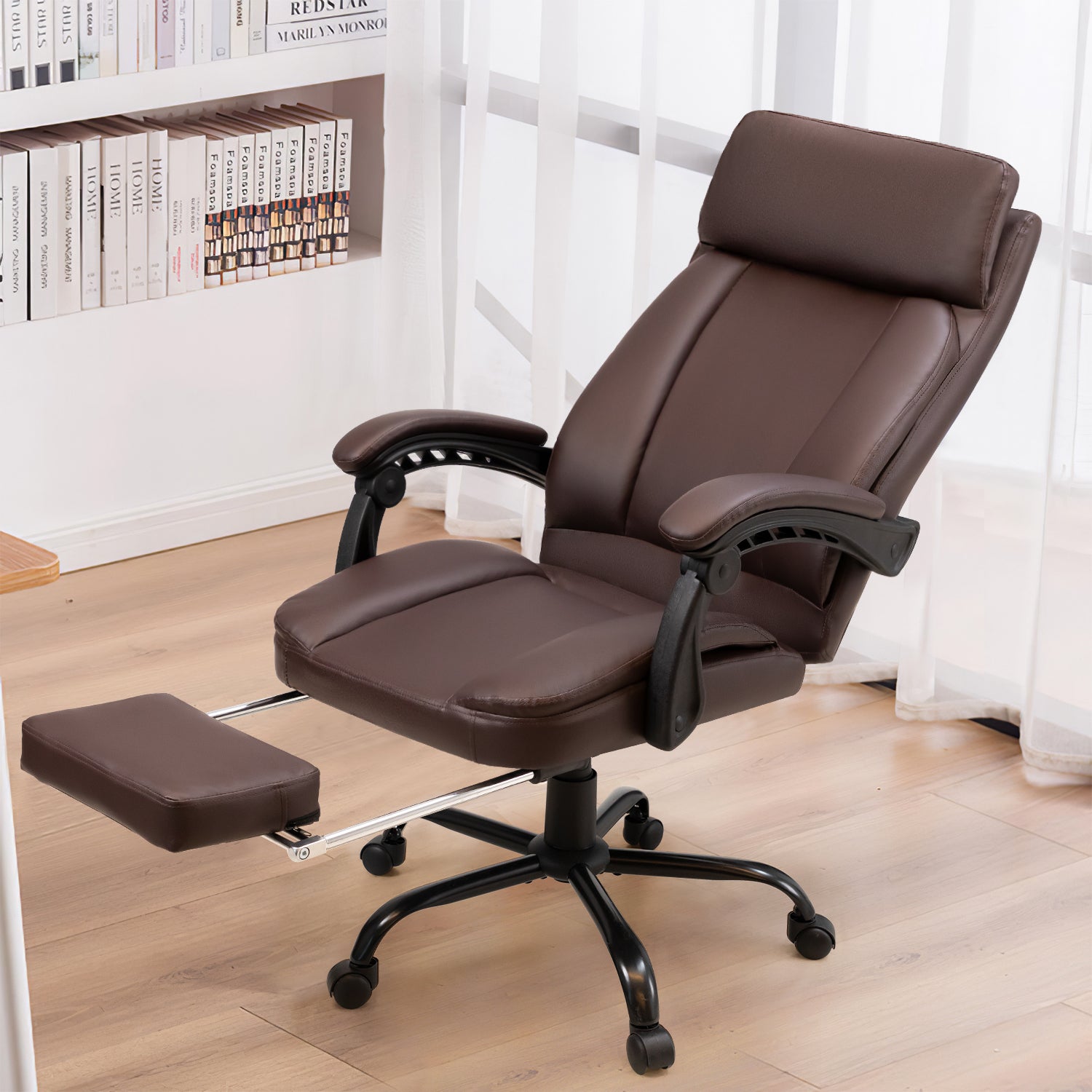 Homall High Back Office Chair, Executive Leather Desk Chair with Footrest