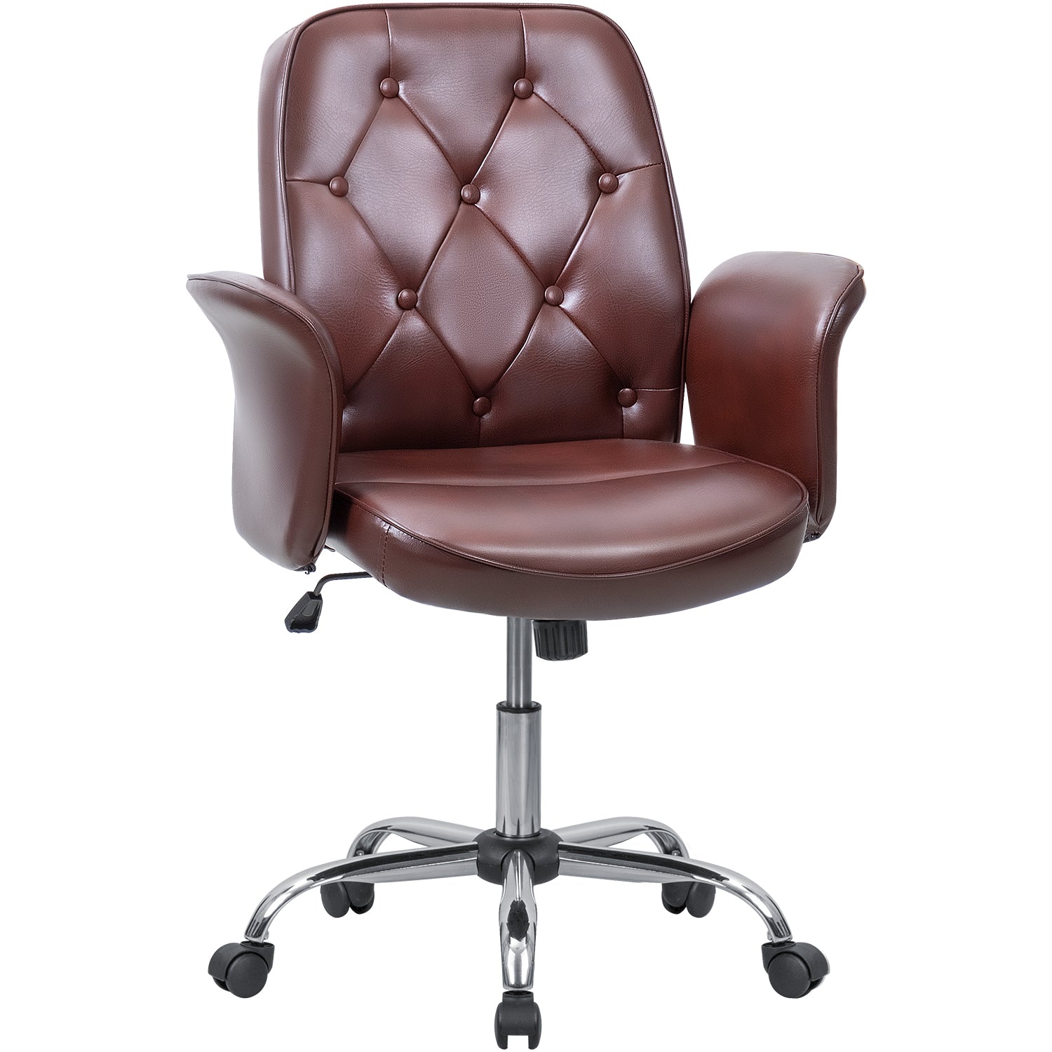 Homall Home Office Chair PU Leather Retro Accent Desk Chair, Brown