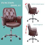 Homall Home Office Chair PU Leather Retro Accent Desk Chair, Brown