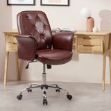 Homall Home Office Chair PU Leather Retro Accent Desk Chair, Brown