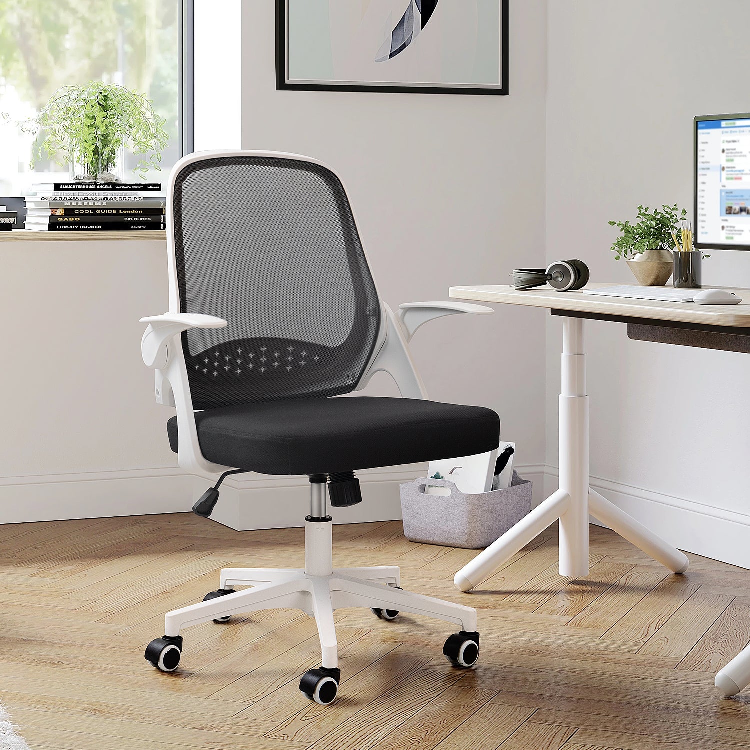 Homall Mesh Office Chair, Ergonomic Desk Chair with Lumbar Support and Flip-up Arms