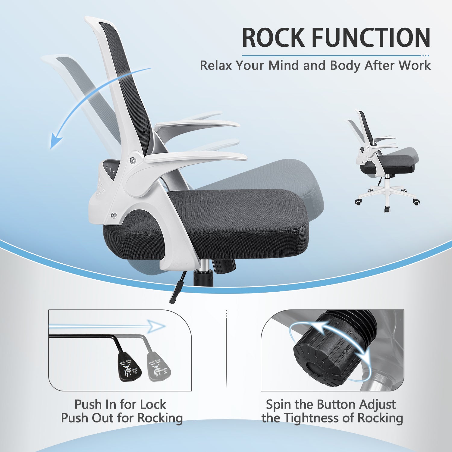 Homall Mesh Office Chair, Ergonomic Desk Chair with Lumbar Support and Flip-up Arms