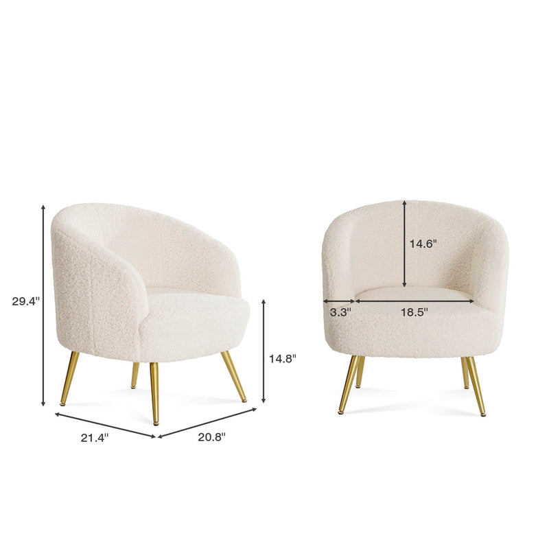 【Best Seller🔥】Homall Modern Accent Chair Cream Sherpa Chair with Golden Legs