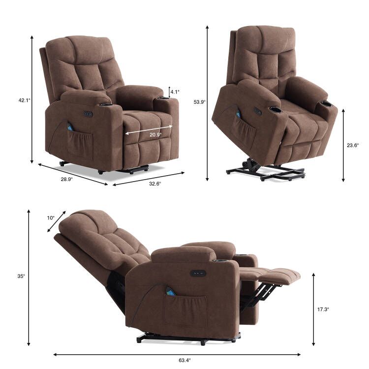 Homall Electric Power Lift Recliner Chair, Fabric Massage Recliner with Side Buttons and USB Port